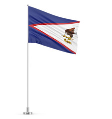American Samoa flag on a flagpole white background 3D illustration
