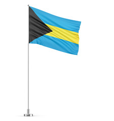 Bahamas flag on a flagpole white background 3D illustration