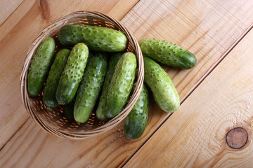 Cucumbers on table