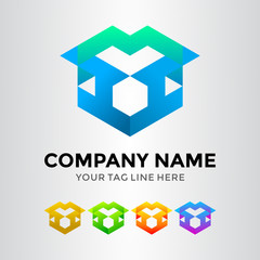 Box Origami Shield Logo Template