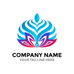 Fire Leaf Butterfly Logo Template