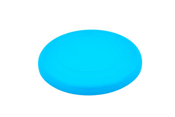 Blue flying disc isolated on white background