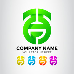 Initial GH Green House Logo Tamplate