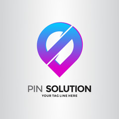 Pin Solution Logo Template