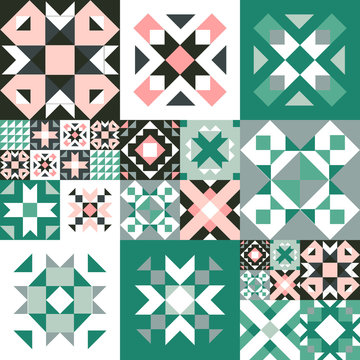 Seamless geometric pattern. Ethnic ornament on the carpet. Aztec style. Tribal ethnic vector texture. Embroidery on fabric. Indian, Mexican, folk pattern. Quilting, patchwork, jacquard