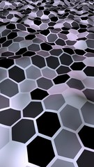 Honeycomb with a gradient color. Perspective view on polygon look like honeycomb. Wavy surface. Isometric geometry. 3D illustration