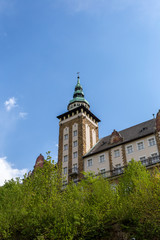 The famous Lilafured palace and the Bukk mountains in the background
