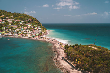 Fototapeta na wymiar view of the coast of tropical island, Dominica, Scotts Head