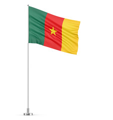 Cameroon flag on a flagpole white background 3D illustration