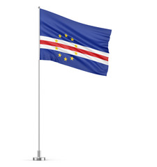 Cabo Verde flag on a flagpole white background 3D illustration