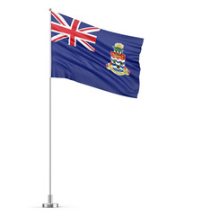 Cayman Islands flag on a flagpole white background 3D illustration
