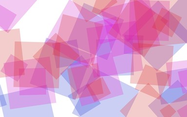 Multicolored translucent squares on white background. Red tones. 3D illustration