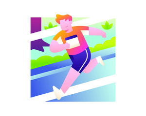 Marathon Running Illustration Concept