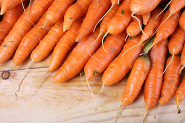 Carrots on table. Harvest