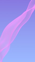 Pink wave on blue sky abstract background. Fluttering pink scarf. Waving on wind pink fabric. Vertical orientation. 3D illustration