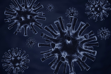 3d Rendering of Coronavirus on Blue Background - 344844584
