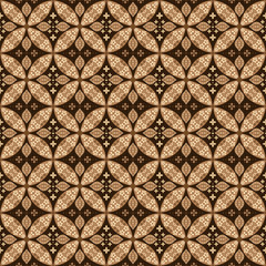 Unique floral pattern of Java batik with brown color seamless design
