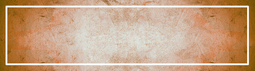 White rectangle frame isolated on pastel color brown caramel beige rustic grunge abstract stone concrete paper texture background panorama banner long, with space for text 