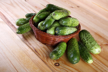 Cucumbers on table