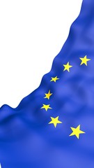 Slightly waving flag of the European Union isolated on white background, 3D rendering. Symbol of Europe. 3D illustration