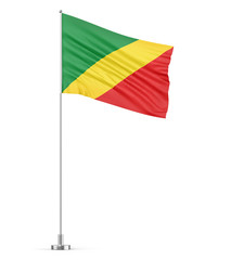Congo flag on a flagpole white background 3D illustration