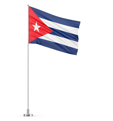Cuba flag on a flagpole white background 3D illustration