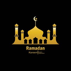 Ramadan kareem  gold mosque with black background vector design and illustration. For banners, templates and greetings cards for the month of Ramadan
