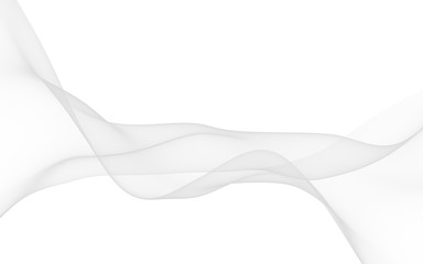 White abstract background. Fluttering white scarf. Waving on wind white fabric. 3D illustration