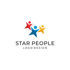 Fototapeta na wymiar Star people logo design vector template