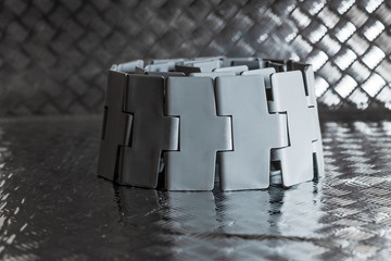 Tape for a bottling line at a water plant. Equipment for food factories