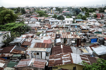 Fototapeta premium aerial view of a slum near Manila Airport
