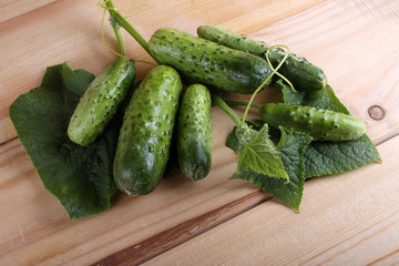 Cucumbers on table