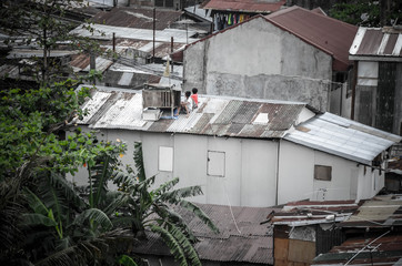 Fototapeta premium aerial view of a slum near Manila Airport