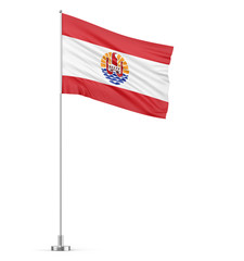 French Polynesia flag on a flagpole white background 3D illustration