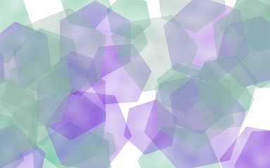 Fototapeta premium Multicolored translucent hexagons on white background. Blue tones. 3D illustration
