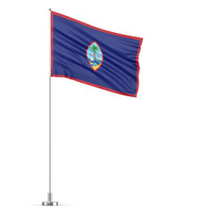 Guam flag on a flagpole white background 3D illustration