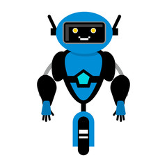 Funny blue robot assistant.Artificial intelligence, an illustration in the style of a cartoon.
