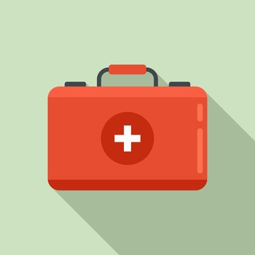 Camping first aid kit icon. Flat illustration of camping first aid kit vector icon for web design