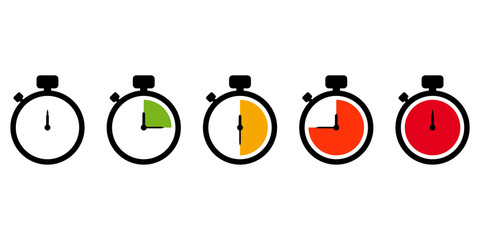 Set of Timer vector icon. Stopwatch symbol. Vector countdown circle clock counter timer. Fast time icon.