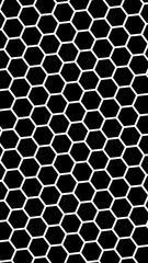White honeycomb on a black background. Vertical image orientation. Isometric geometry. 3D illustration