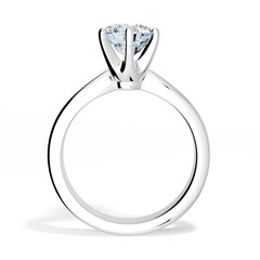 Diamond engagement ring isolated on white background