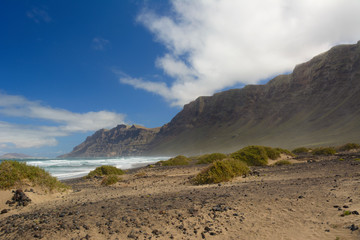 Famara Beach on Lanzarote island (Canary Islands)