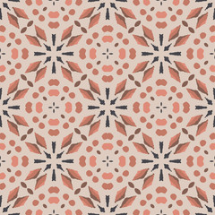 Vector seamless abstract ethnic pattern in geometric layout. Tribal background in Earth colors for wallpaper, fabric, paper, textile template. Hand drawn.
