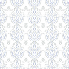 Blue Ornament Mexican Vector Seamless Pattern. 