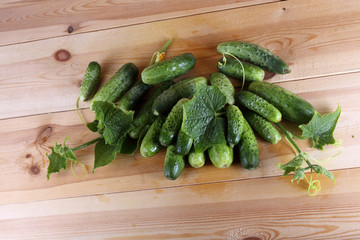 Cucumbers on table