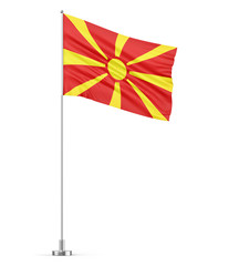 Macedonia flag on a flagpole white background 3D illustration