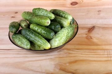 Cucumbers on table