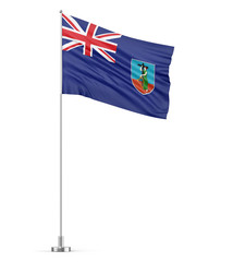 Montserrat flag on a flagpole white background 3D illustration