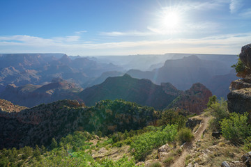 Obraz premium hiking the grandview trail at the south rim of grand canyon in arizona,usa