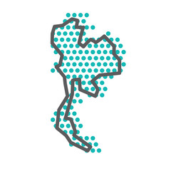 Thailand simple outline map with green halftone dot pattern